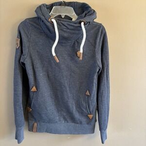 Naketano‎ Hoodie Pullover Brave New Word Womens Medium Navy Rope Nautical